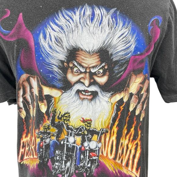 Truly Madly Deeply Fear No Evil Black Skull Print V-Neck Tee T-Shirt Top Size S - Picture 4 of 6